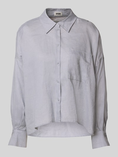 Drykorn Bluzka lniana o kroju relaxed fit z kieszenią na piersi model ‘NAMIDA’ Jasnoniebieski 2