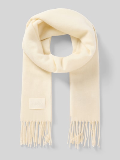 HUGO Schal mit Logo-Patch Modell 'D-SCHAL' Offwhite 1
