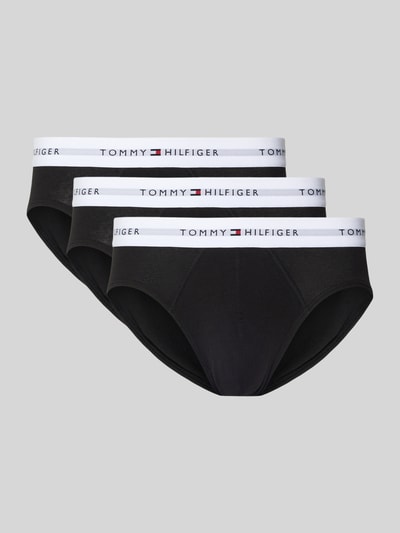 Produktfoto, Slip aus Baumwoll-Mix im 3er-Pack von Tommy Hilfiger in Optik: Unifarben, Skinny-Fit, Label-Schriftzug am elastischen Bund, Materialverarbeitung: Stretch, Multipack: 3er-Pack