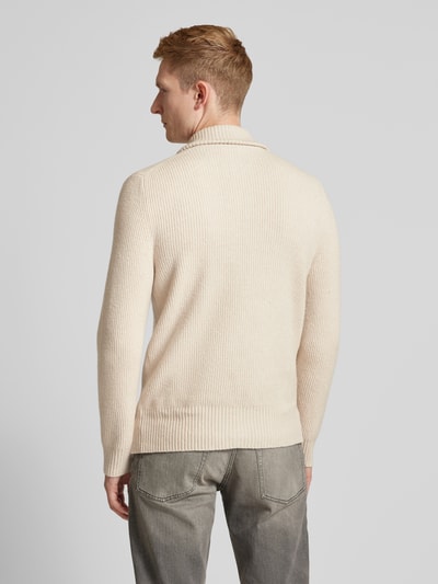 Drykorn Gebreide pullover met korte ritssluiting, model 'MANUELO' Zand - 5