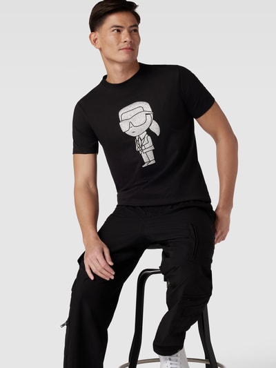 Karl Lagerfeld T-shirt z detalem z logo Czarny 3