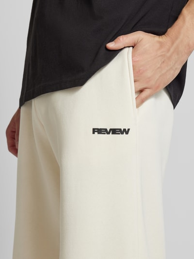 REVIEW Sweatpants met labelprint Ecru - 3