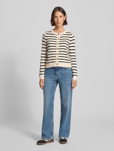 Vero Moda Regular Fit Strickjacke aus Viskose-Mix Modell 'SABA' Offwhite 1