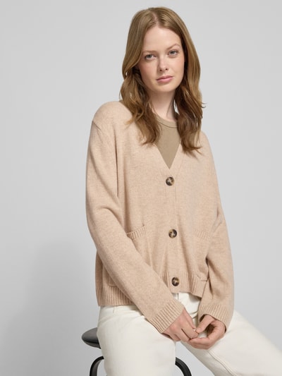 comma Strickjacke aus Woll-Mix mit V-Ausschnitt Sand 3