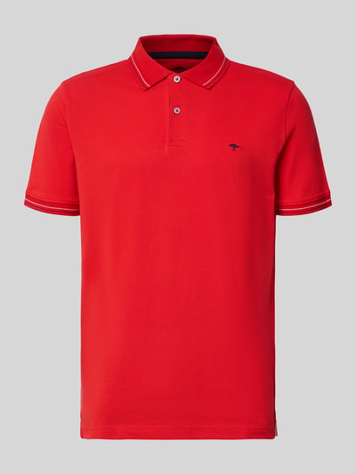Produktfoto, Regular Fit Poloshirt mit Label-Stitching von Fynch-Hatton in Rot, Reine Baumwolle, Knopfleiste, Rückenlänge 73 cm Größe M