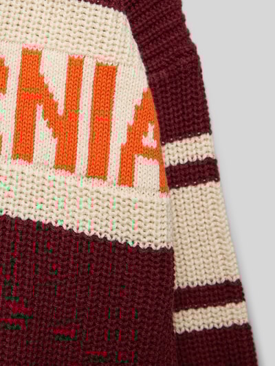 Garcia Sweter z dzianiny z detalem z logo Bordowy 2