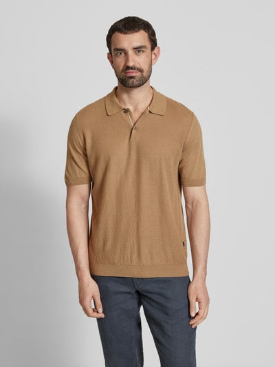 MAERZ Muenchen Poloshirt met ribboorden Hazelnoot - 4