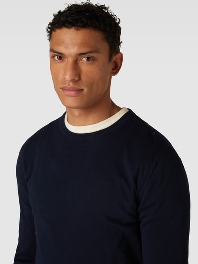 Matinique Gebreide pullover met ronde hals Marineblauw - 3