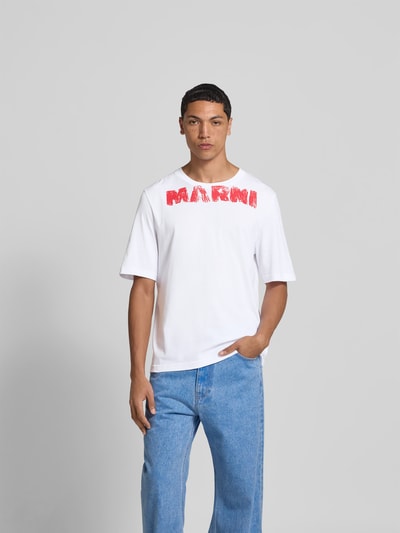 Marni Regular Fit T-Shirt mit Logo-Print Weiss 4