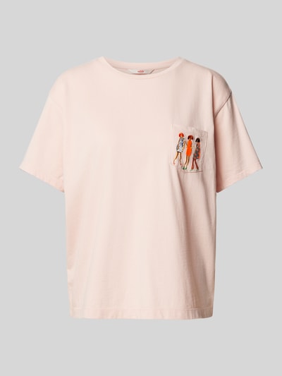 Oilily T-shirt o kroju oversized z wyhaftowanym motywem model ‘TUXEN’ Beżowy 2