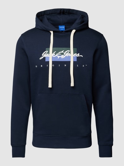 JACK & JONES Hoodie mit Motiv-Stitching Modell 'WAYNE' Dunkelblau 2