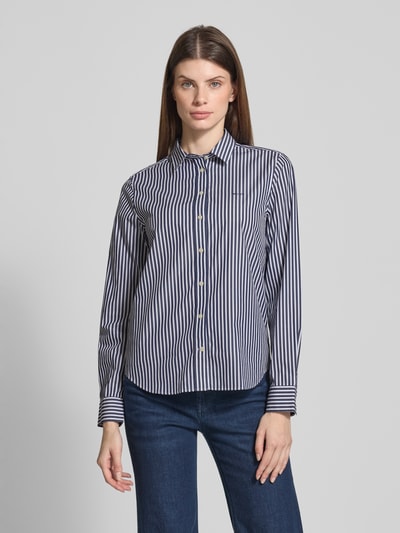 Gant Regular fit overhemdblouse van puur katoen met logostitching Marineblauw - 4