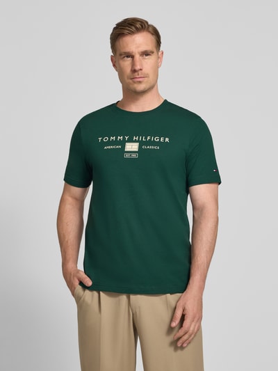 Tommy Hilfiger t-shirt o kroju regular fit z czystej bawełny Ciemnozielony 4