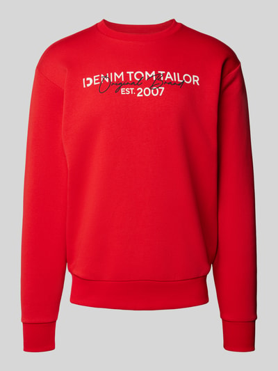 Tom Tailor Denim Basic Fit Sweatshirt mit Label-Schriftzug Rot 2