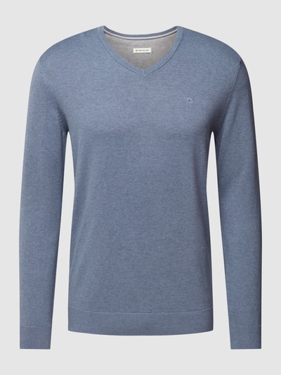 Tom Tailor Strickpullover mit V-Ausschnitt Modell 'basic v-neck' Rauchblau Melange 2