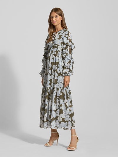 s.Oliver BLACK LABEL Regular fit maxi-jurk met elastische taille Olijfgroen - 1