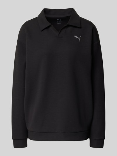 Produktfoto, Relaxed Fit Poloshirt mit Lyocell-Anteil von PUMA im Unifarbenes-Design, Logo-Detail, Polo-Kragen, Langärmelig, Elastischer-Material-Mix