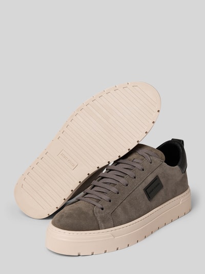 Antony Morato Leren sneakers met labelapplicatie Middengrijs - 4