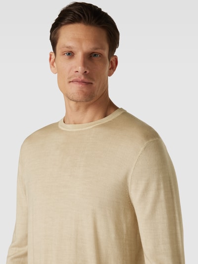 Profuomo Wollen pullover met ronde hals Beige - 3