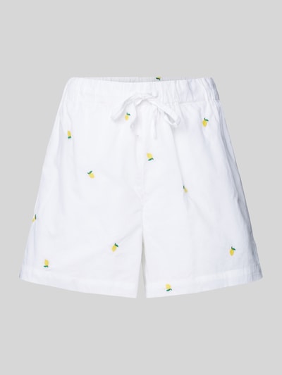 Only Relaxed Fit Shorts aus reiner Baumwolle mit Stickereien Modell 'GRACE' Weiss 2