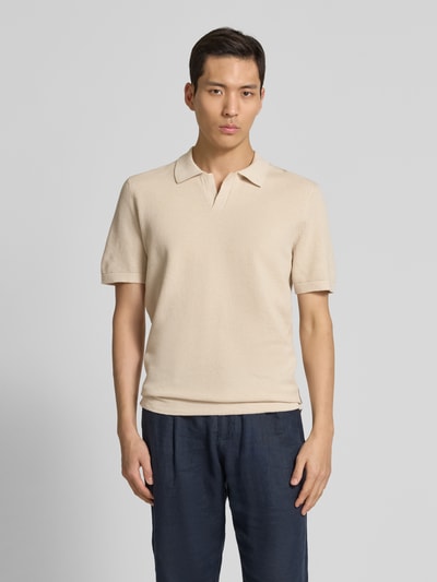 Casual Friday Regular Fit Poloshirt aus Baumwoll-Leinen-Mix Modell 'MATEO' Sand 4