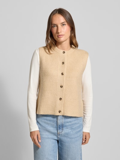 Jake*s Casual Strickweste mit Woll-Anteil und Knopfleiste Camel 4
