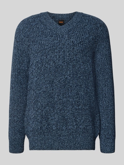 BOSS Orange Shaped fit gebreide pullover van scheerwolmix, model 'KARINET' Marineblauw - 2