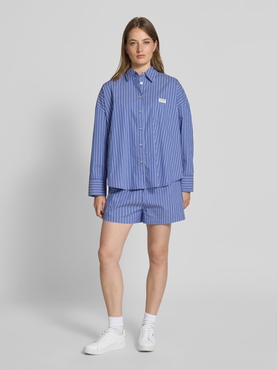 OH APRIL Regular fit korte broek met logopatch, model 'James' Donkerblauw - 1