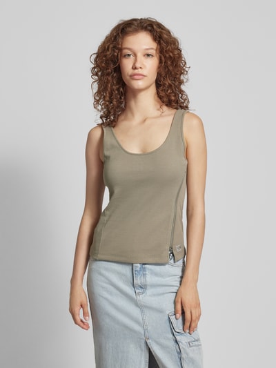 G-Star Raw Top met ritssluiting opzij, model 'Asymmetrical zip' Olijfgroen - 4