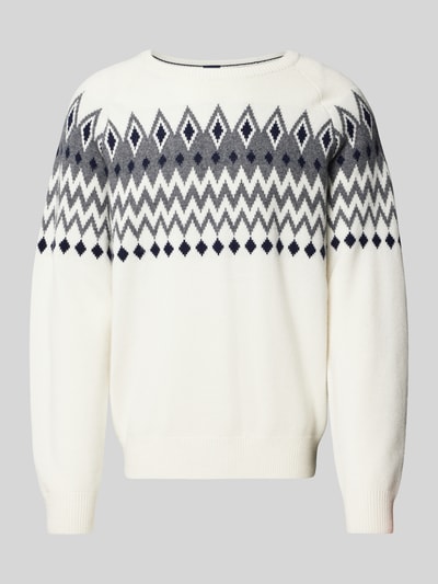 Christian Berg Men Strickpullover aus Woll-Mix mit Rundhalsausschnitt Offwhite 2