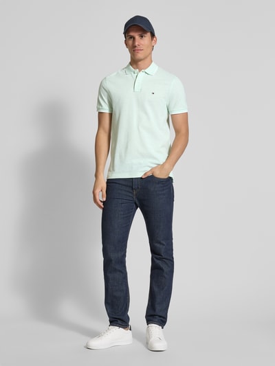 Tommy Hilfiger Regular Fit Poloshirt aus Baumwoll-Leinen-Mix Hellgruen 1