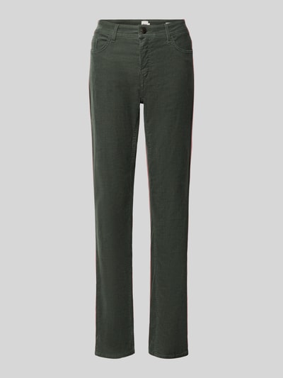 Productfoto, rechte donkere broek van katoenmix met fijne textuur, schmale broek uit katoenmix model 'mary' van Brax, dames
