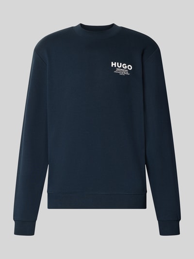 Produktfoto, dunkelblaues Regular Fit Sweatshirt aus reiner Baumwolle Modell 'Nespon' von HUGO, Herren Sweatshirt von HUGO Blue, strukturierte Oberfläche