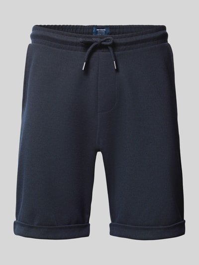Produktfoto, Sweatshorts mit elastischem Bund und Gesäßtasche von MCNEAL in Dunkelblau, Regular Fit, glatte Struktur, Vorderansicht