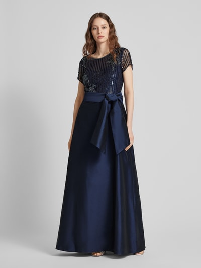 Vera Mont Abendkleid mit Streifenmuster Dunkelblau 4