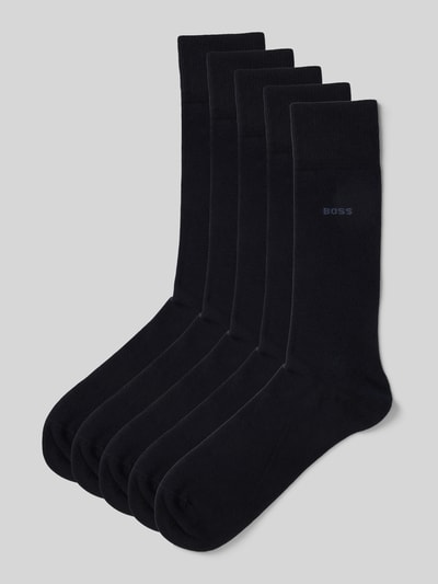 Productfoto, Socken aus Baumwoll-Mix im 5er-Pack van BOSS in effen kleuren met labelprint, versterkte hiel, elastische geribde boord, katoenmix
