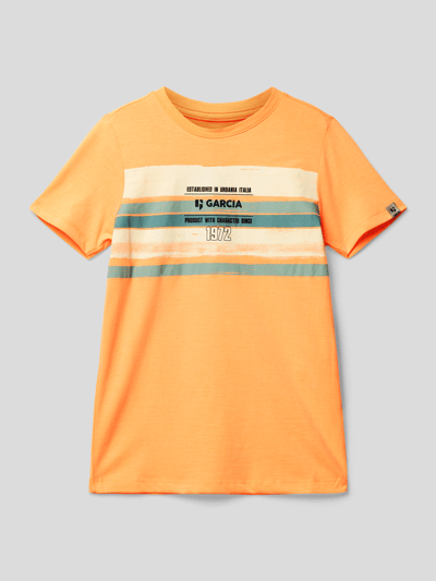 Garcia T-Shirt mit Label-Print Neon Orange 1