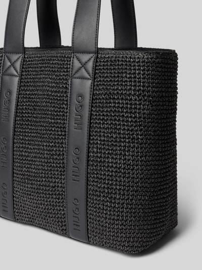 Produktfoto, Henkeltasche in Bast-Optik Modell 'BECKY' von HUGO in Schwarz, Optik: Unifarben, Tragehenkel, Label-Tape, Materialverarbeitung: Webware