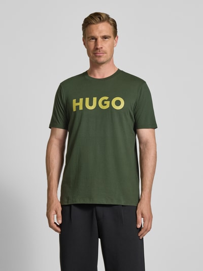 HUGO T-Shirt mit Label-Print Modell 'DULIVIO' Dunkelgruen 4