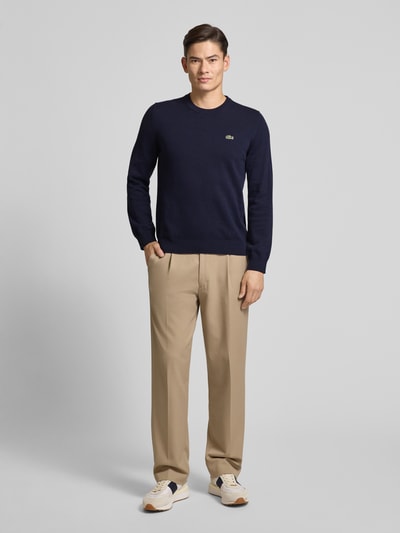 Lacoste Regular Fit Strickpullover aus Baumwoll-Mix  Marine 1
