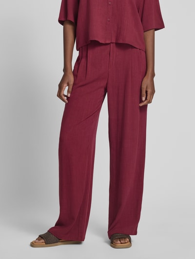 Jake*s Casual Straight Leg Stoffhose aus Viskose-Leinen-Mix Dunkelrot 4