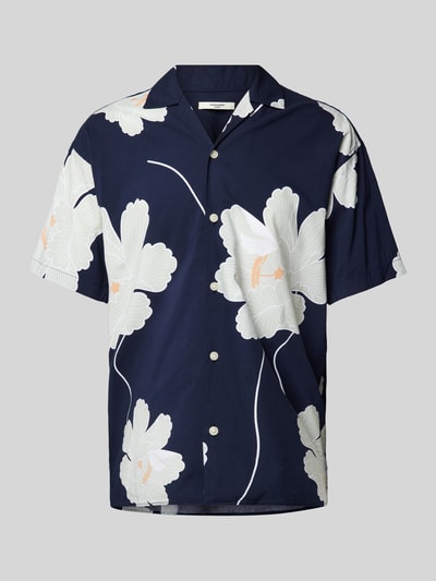 Jack & Jones Premium Vrijetijdsoverhemd met reverskraag, model 'LAPALMA' Marineblauw - 1