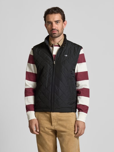 Gant Bodywarmer met opstaande kraag en labelstitching Zwart - 4