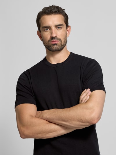 Christian Berg Men T-Shirt mit geripptem Rundhalsausschnitt Black 3