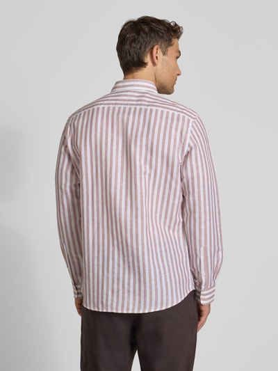 Jake*s Slim Fit Business-Hemd aus Leinen-Mix mit Kentkragen Altrosa 5