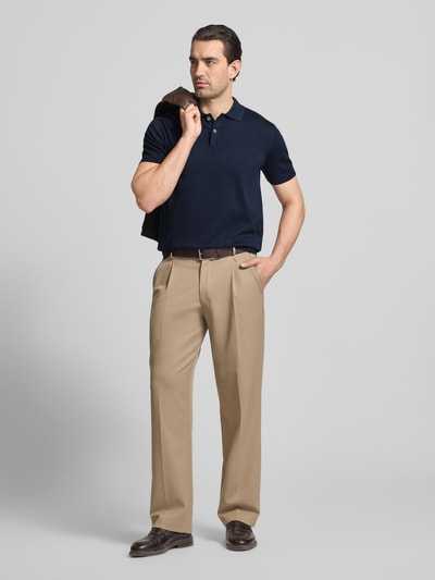 Christian Berg Men Koszulka polo w dzianinowym wyglądzie, krój regular fit Granatowy 1