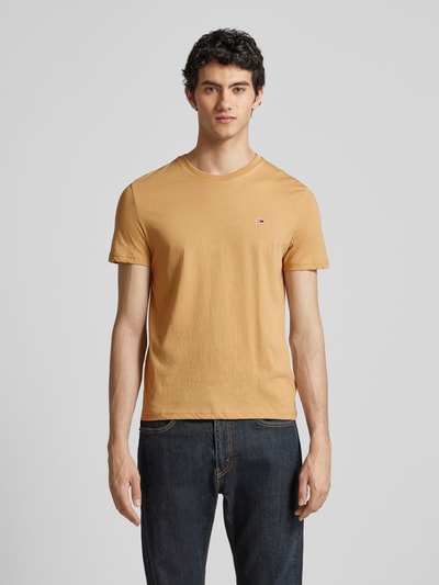 Tommy Jeans Slim Fit T-Shirt mit Label-Stitching Beige Melange 4