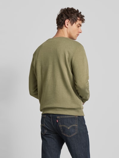 Pepe Jeans Sweatshirt met labelstitching, model 'Nouvel' Olijfgroen - 5