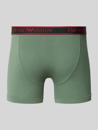 Produktfoto, Slim Fit Trunks aus Baumwoll-Mix von Emporio Armani in Grün mit elastischem Bund und Logo-Detail, Herrenwäsche
