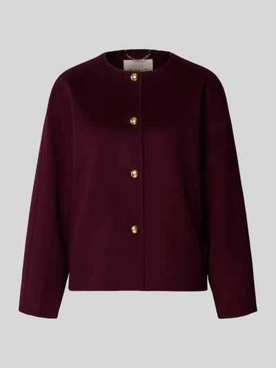 Produktfoto, Relaxed Fit Kurzmantel aus Woll-Mix mit Kaschmir-Anteil von GANT in Bordeaux, einreihig, Rundhals, seitliche Taschen, unifarbene Optik
